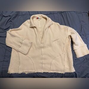 Free People Beach Bino Pullover V Neck Light Brown Soft Women’s medium Oversized